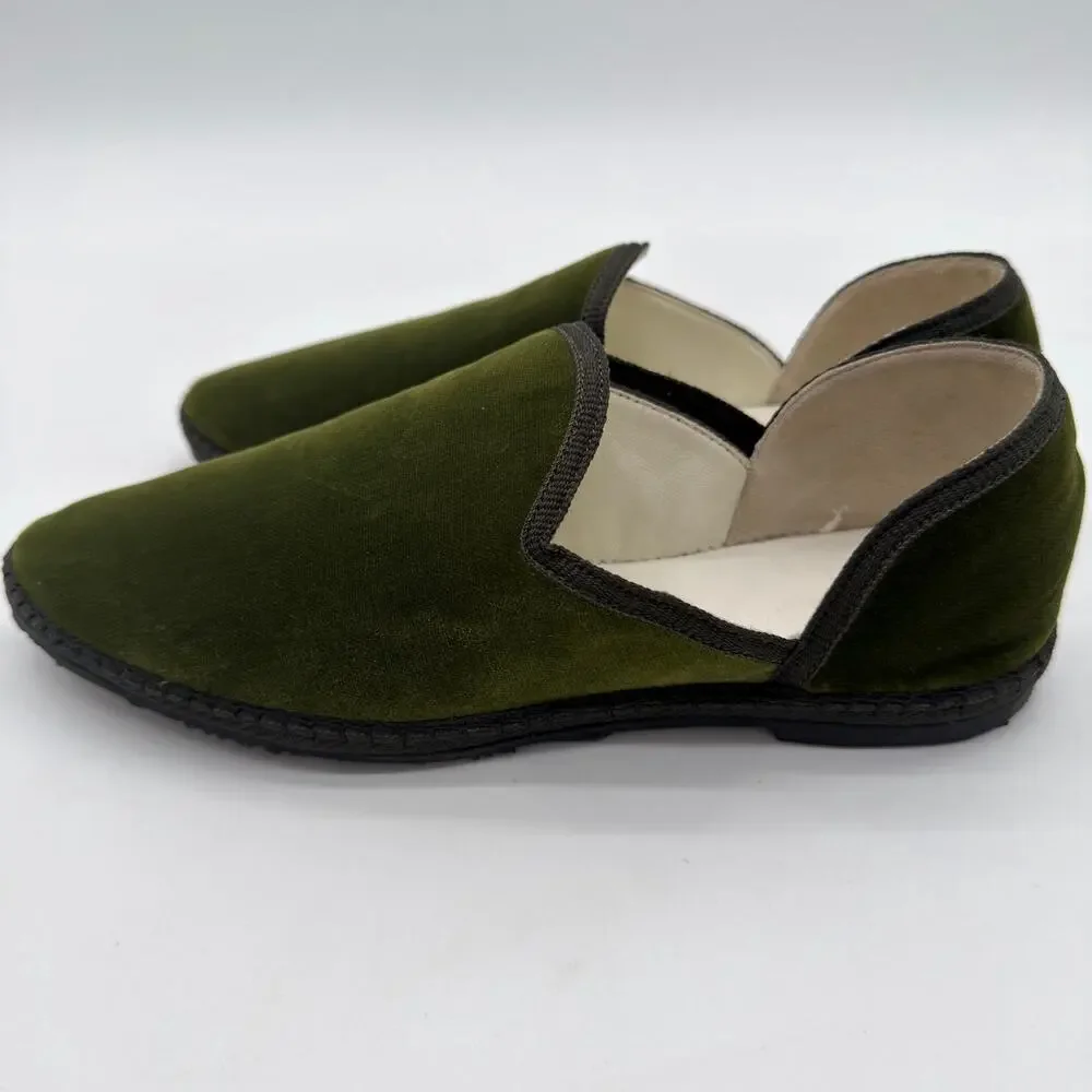 THE ROW Kid's Friulane Velvet Forrest Green Casual Slippers EU 34